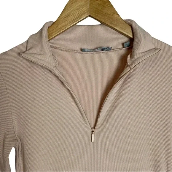 VINCE Ribbed Half-zip Pullover  In Desert Rose Size Small - Picture 5 of 14